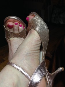 My feet in gold Tango shoes.