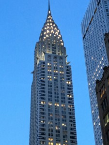 The Chrysler Building at dusk. I looked up and here was a symbol of what drives people.